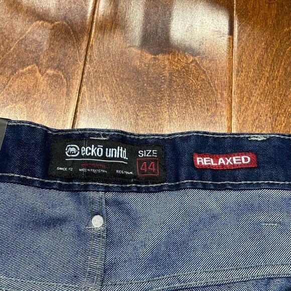 Ecko Unltd. Relaxed Fit Y2K Vintage Distressed Denim Blue Jorts Men's Size 44 - Picture 7 of 8